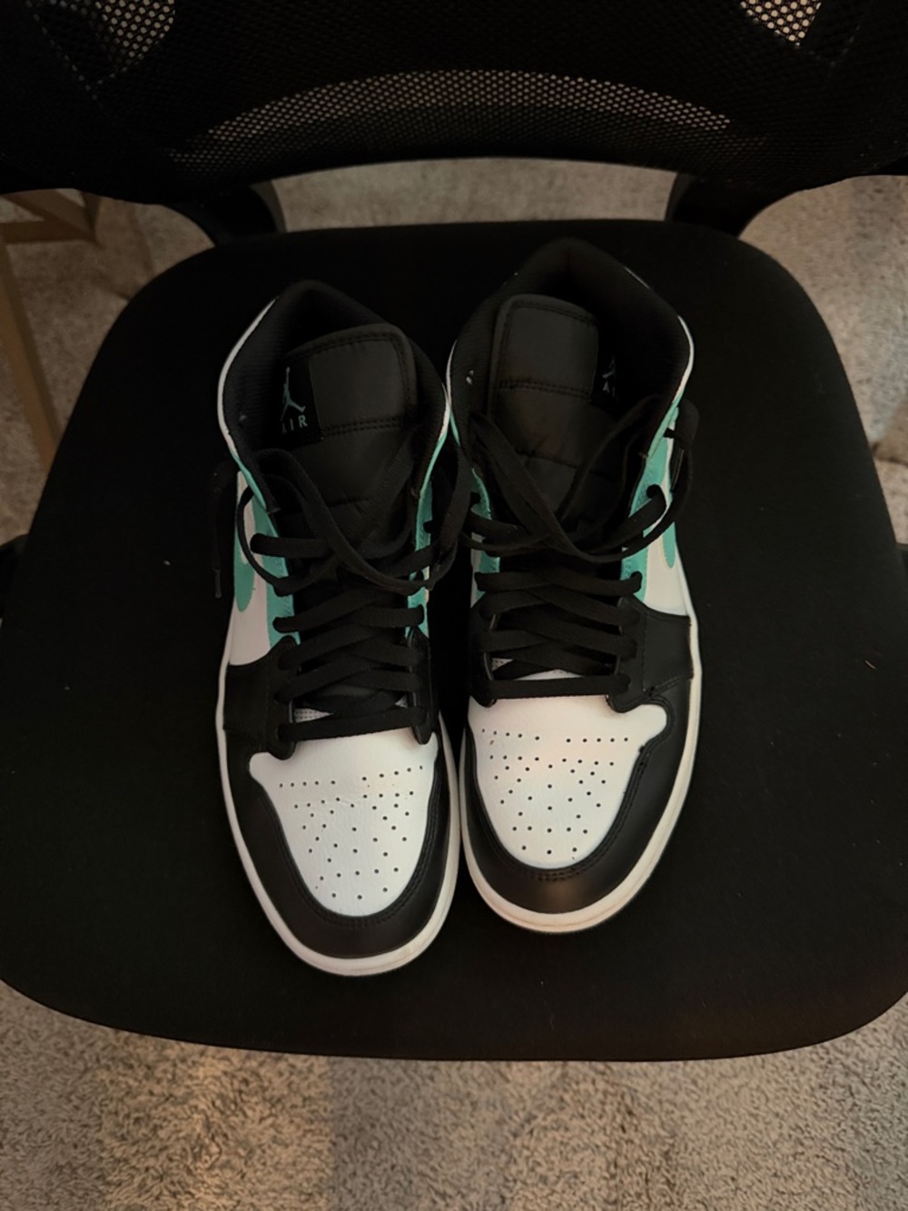 Nike Air Jordan 1 Mid Sneakers - White Black Teal